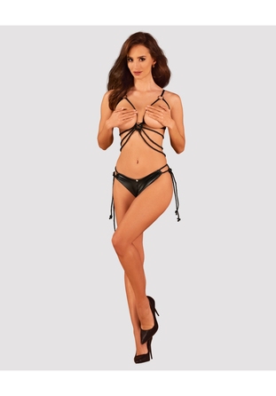 Комплект Obsessive Cordellis з відкритим доступом і філіжанками, чорний, O/S