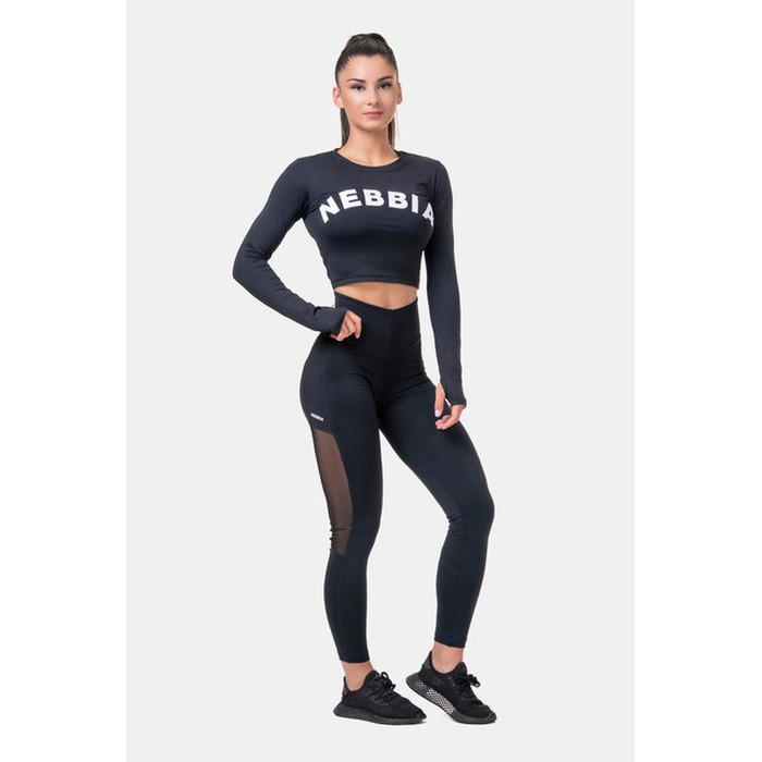 ТОП LONG SLEEVE THUMBHOLE SPORTY CROP TOP BLACK 585