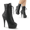 Ботильйони Pleaser Boots Delight-1020 6 дюймів на шнурівці PF, чорні, з веганської шкіри
