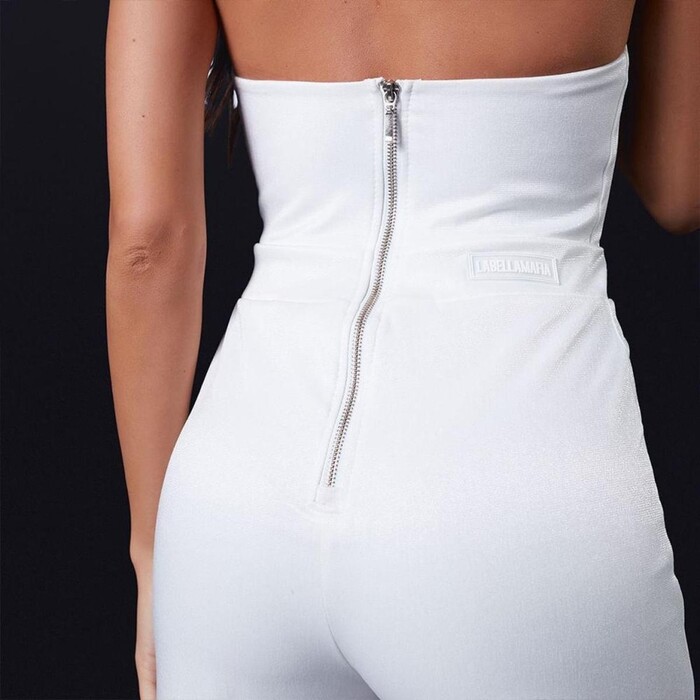 КОМБИНЕЗОН OVERALL White And Silver Leg Cuts 21359