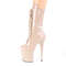 Ботинки Pleaser Flamingo-1050, каблук 8 дюймов, 4-дюймовые PF-сапоги до середины голени, шнуровка спереди, молния сбоку, бежевый