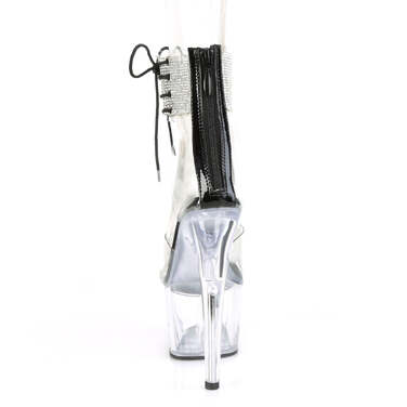 Босоніжки Adore-724RS на підборах 7 дюймів, босоніжки з манжетою на щиколотці 2 3/4 дюйма з RS, блискавка ззаду, чорні/прозорі