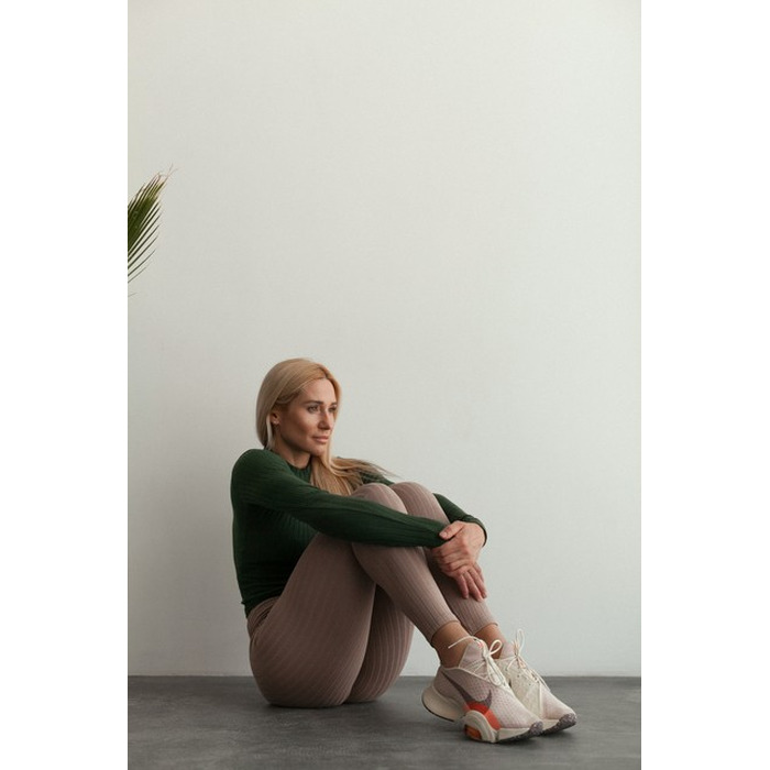 ТОП ORGANIC COTTON RIBBED LONG SLEEVE TOP DARK GREEN 415