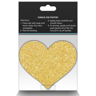 Набор из 2-х пар пестисов в форме сердца NS Novelties Pretty Pasties Glitter Hearts, черный/золотой