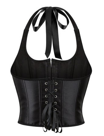 Корсет на зав'язках стрічках із бретелями Star Night 12 Plastic Bones з підтримкою бюста, чорний, S
