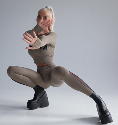 ТОП LONG SLEEVE THUMBHOLE SPORTY CROP TOP MOCHA 585