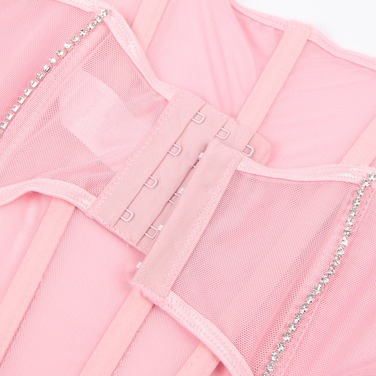 Сексуальний рожевий комплект Star Night з декоративними стразами та ланцюжками, M