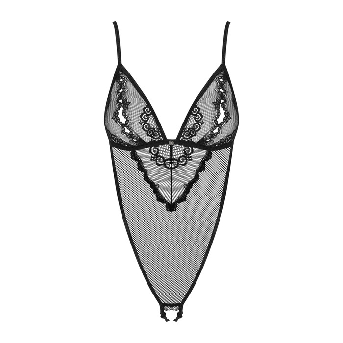 Сексуальне напівпрозоре боді Obsessive Millagro з відкритим доступом, чорне, L/XL