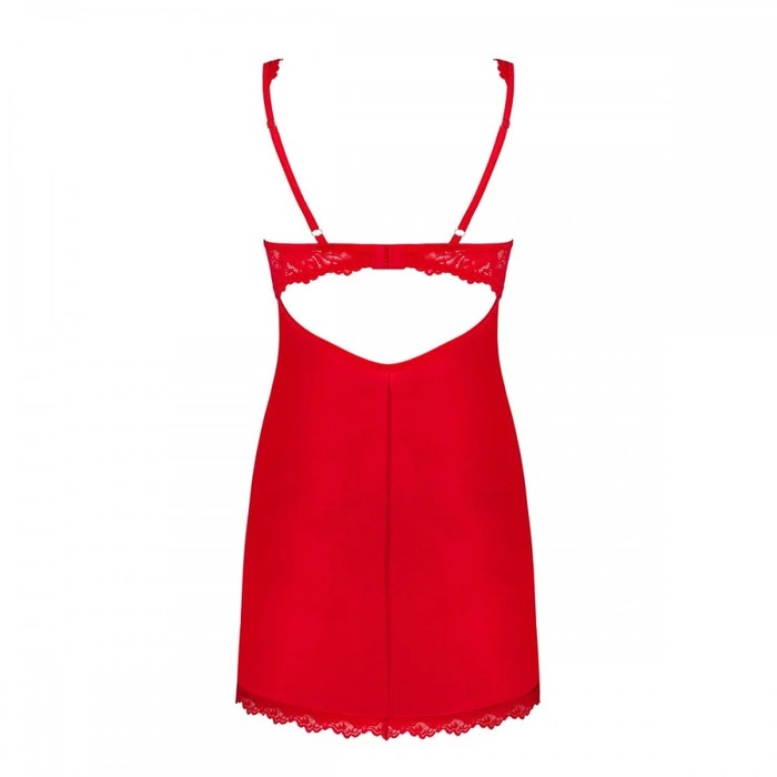 Комплект с кружевными вставками, стринги в комплекте Obsessive Amor Cherris красный, S/M