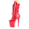 Ботинки Pleaser Flamingo-1050, каблук 8 дюймов, 4-дюймовые PF-сапоги до середины голени, шнуровка спереди, молния сбоку, красные