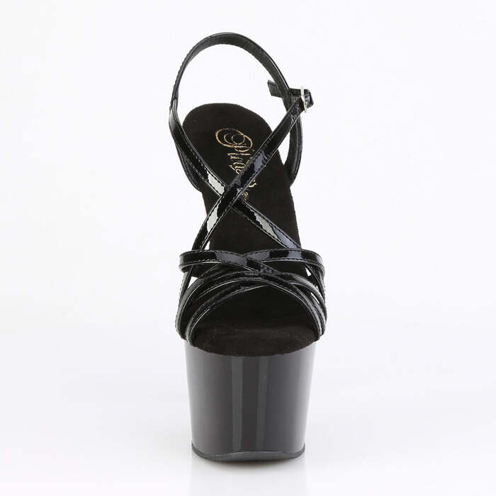 Босоножки Adore-713, каблук 7 дюймов, ремни крест-накрест шириной 2 3/4 дюйма, чёрная лакированная кожа