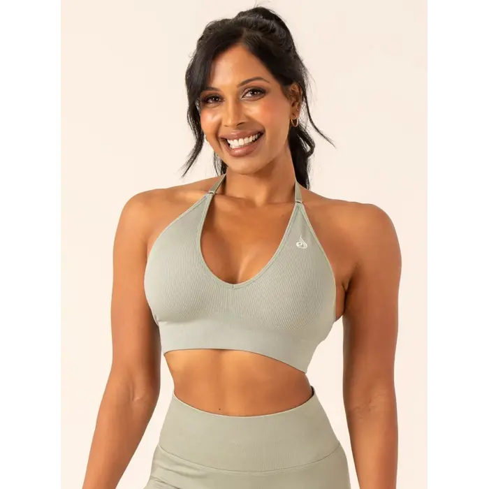 Топ Ryderwear Lift Rib Seamless Halter Sports Bra - Sage