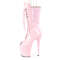 Ботинки Pleaser Flamingo-1051, каблук 8 дюймов, 4-дюймовый PF-закрытый носок, шнуровка, до середины голени, молния сбоку, нежно-розовый