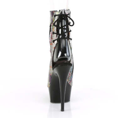 Ботильоны Delight-1018SP *Каблук 6 дюймов, PF 1 3/4 дюйма, открытый носок/пятка, молния сбоку, разноцветный/черный