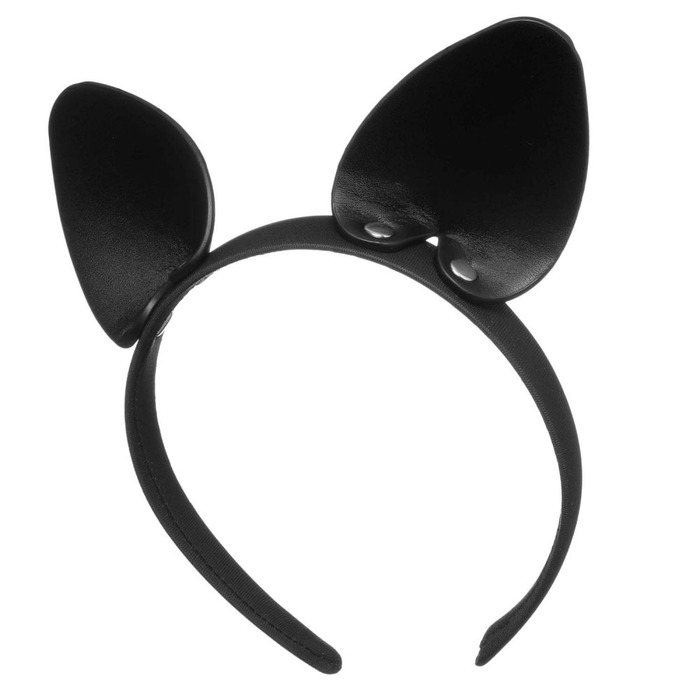 Ушки кошки на обруче,кожа, черные