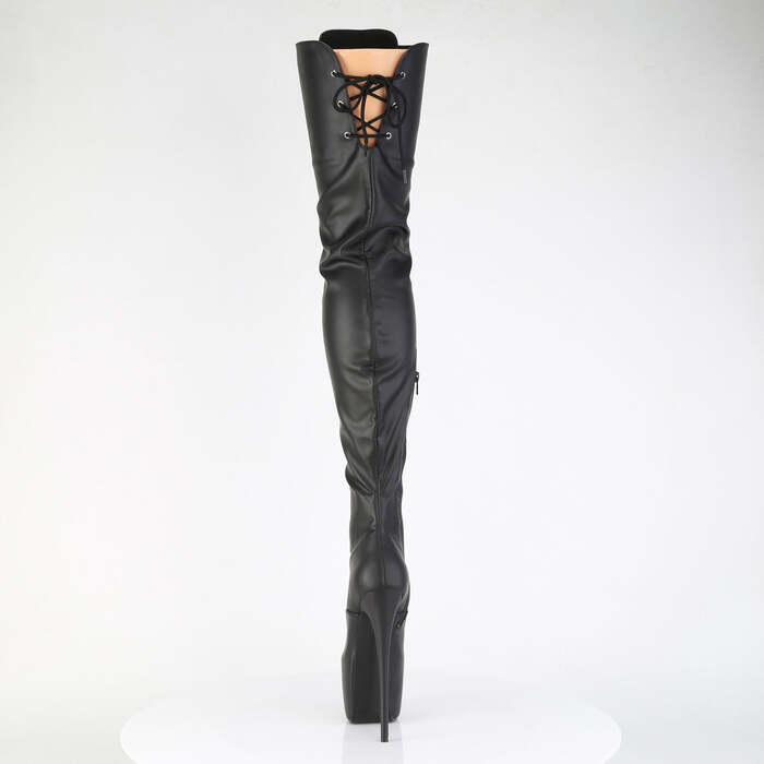 Ботинки Jubilant-4012, каблук 7 дюймов, потайная шнуровка PF высотой 3 дюйма, молния сбоку, чёрная эластичная искусственная кожа