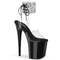Босоніжки Pleaser Flamingo-891-2RS *8-дюймовий каблук, 4-дюймові босоніжки з манжетою на щиколотці зі стразами, прозорі/чорні
