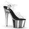 Босоножки Pleaser Adore-708, каблук 7 дюймов, ремешок на щиколотке 2 3/4 дюйма, прозрачный/серебристый