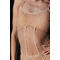 SKINELLE Mesh Crystal Боді з Камінням та Рукавичками для Сцени, Pole та Exotic на Підборах - бежевий