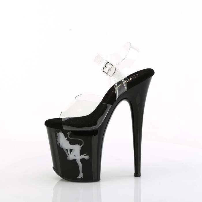 Босоножки Flamingo-808NLDG. Каблук 8 дюймов, ремешок на щиколотке 4 дюйма со светодиодной подсветкой PF. Прозрачный/разноцветный.