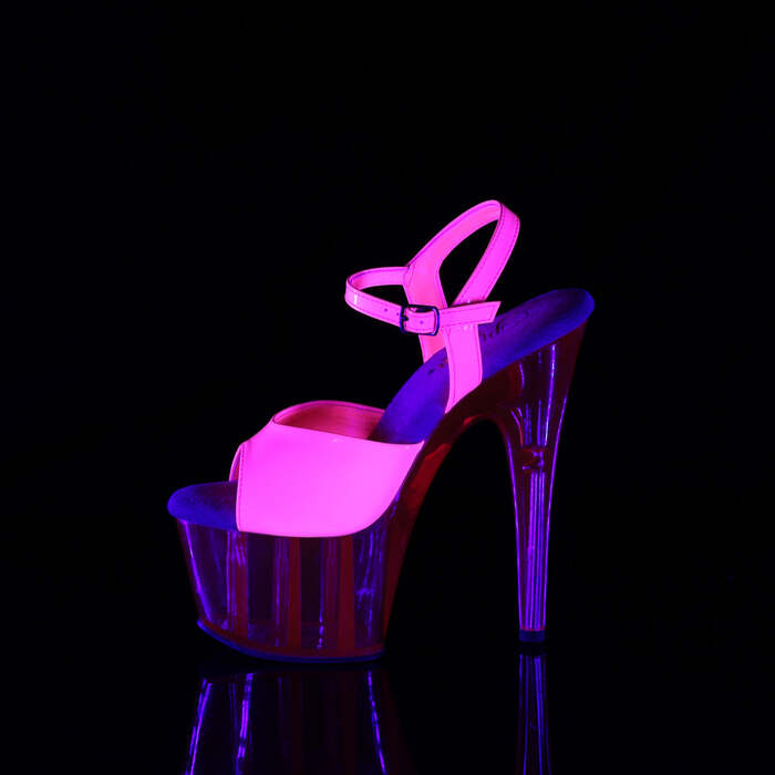 Босоножки Adore-709UVT. Каблук 7 дюймов, ремешок на щиколотке шириной 2 3/4 дюйма с УФ-отверждающим покрытием, розовые.