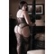 Комбінезон з відкритим доступом Nights Like This Fantasy Lingerie, з візерунком та імітацією панчохи чорні