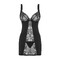Пеньюар із квітковим мереживом Obsessive Heartina, чорний, L/XL