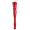 Чоботи Pleaser Flamingo-3063 на підборах 8 дюймів, еластичні черевики до стегна 4 дюйми зі шнурівкою ззаду, збоку блискавка, червоні