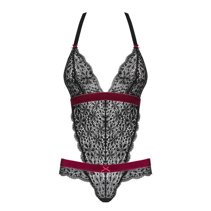 Мереживне боді з відкритою спиною Obsessive Rossita, чорний, S/M
