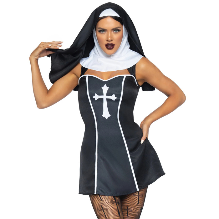 Костюм черниці Leg Avenue, S, Naughty Nun 2 предмети, чорний