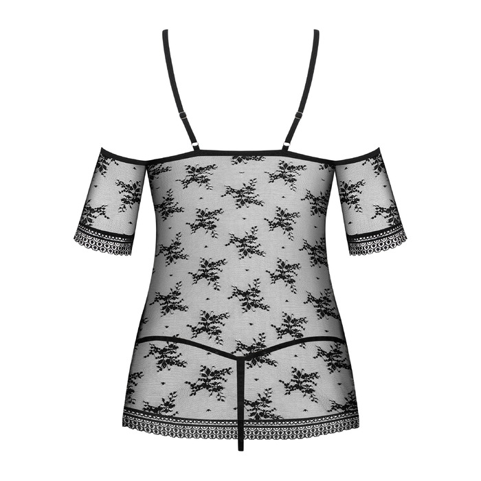 Бебидолл с цветочным узором, стринги в комплекте Obsessive Jennifairy черный, S/M