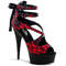 Босоножки Pleaser Delight-678LC. Каблук 6 дюймов, 3,5 см, ремни крест-накрест на щиколотке, цвет красный/черный.
