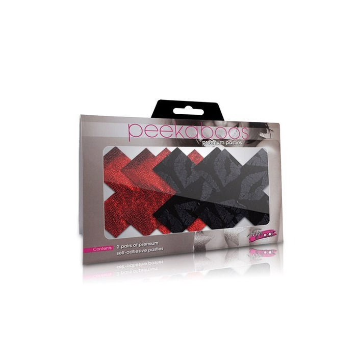 Пестисы в виде крестиков Peekaboos 2 пары в комплекте, черные и красные