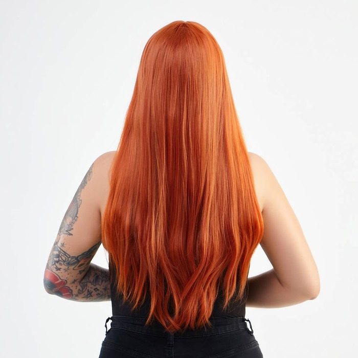 Перука з чубчиком довгий прямий Fetish Hair рудий, 60 см