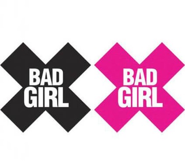 Пестиси Peekaboos 2 пари з написом 'Bad Girl' чорний-рожевий