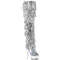 Сапоги Pleaser Delight-3017HG-RSF, каблук 6 дюймов, высота 3,5 см, 7-слойная бахрома, шнуровка сзади, серебристый голографический металлик/прозрачный