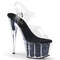Босоніжки Pleaser Adore-708CG на підборах 7 дюймів, босоніжки з ремінцем на щиколотці 2 3/4 дюйма з блискучими вставками, прозорі/чорні