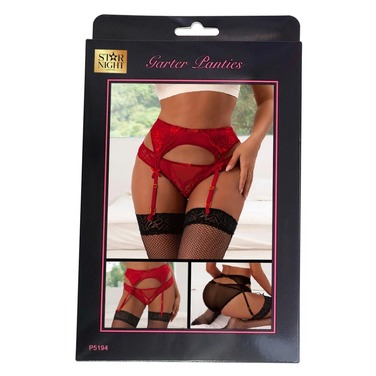 Трусики Star Night с поясом для чулок кружевные, красный