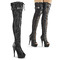 Сапоги Pleaser Delight-3025ML, каблук 6 дюймов, ботфорты с открытым носком PF 1 3/4 дюйма, шнуровка, молния сзади, чёрная искусственная кожа/чёрный