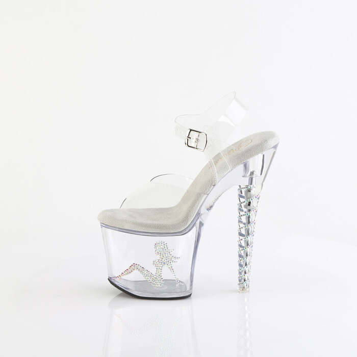 Босоножки Unicorn-708TGRS, каблук Unicorn 7 дюймов, ремешок на щиколотке 3 1/4 дюйма, босоножкии с логотипом RS Trucker G, прозрачные