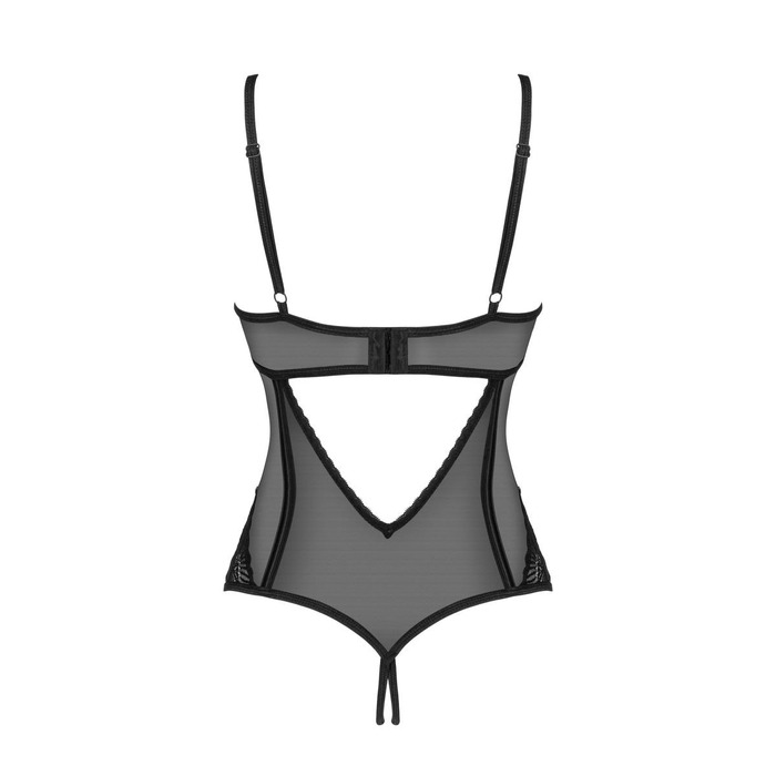 Боди с открытым доступом Serena Love crotchless teddy, черный, XS/S