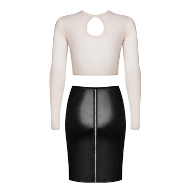 Комплект сексуальной одежды Obsessive Bossy топ и юбка, белый-черный, S/M