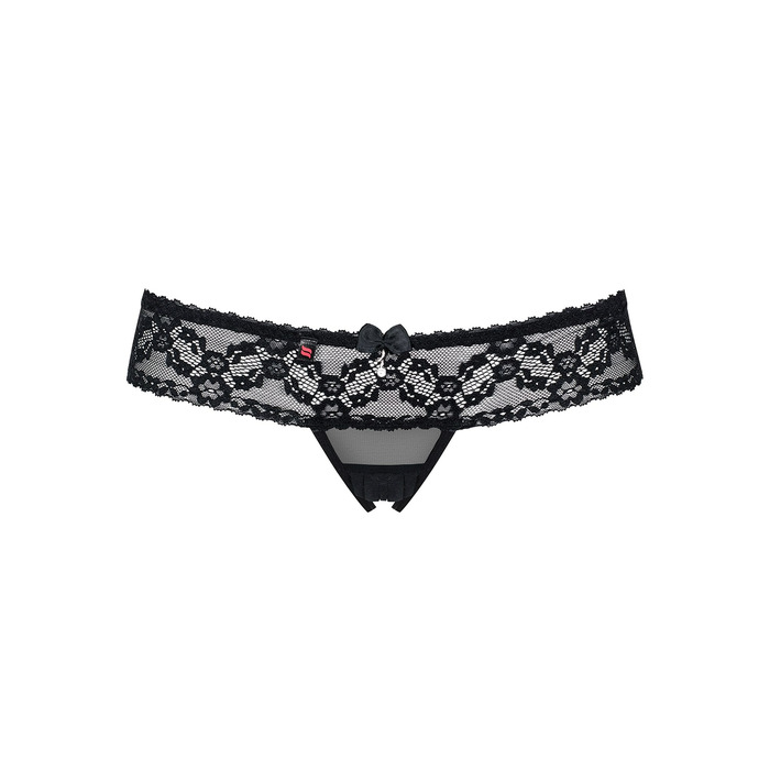 Мереживні стрінги Obsessive 837-THC-1 з відкритим доступом, чорний, L\XL