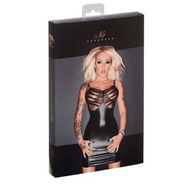 Платье эротическое с сеткой на груди Noir Handmade F078 черное, M