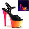 Босоніжки Pleaser Rainbow-309UV на підборах 7 дюймів, босоніжки з ремінцем на щиколотці 2 3/4 дюйма, чорні/різнокольорові