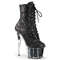 Чоботи Pleaser Adore-1020G на підборах 7 дюймів, черевики до щиколотки з блискітками 2 3/4 дюйма з блискітками та шнурівкою збоку, чорні