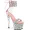 Босоножки Pleaser Sky-327RSI *Каблук 7 дюймов, 2 3/4 дюйма, PF-манжета на щиколотке, босоножкии с RS, молния сзади, серебристый/нежно-розовый