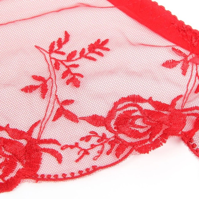 Червоний сексуальний мережива з вишивкою пояс для панчіх Star Night і трусики, XL (без коробки)