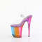 Босоніжки Pleaser Flamingo-808RMT на підборах 8 дюймів, 4 дюйми з ремінцем на щиколотці кольору Rainbow Misty, прозорі/різнокольорові