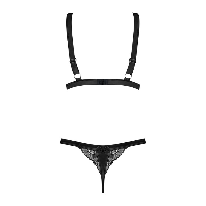 Комплект білизни бюстгальтер та трусики Obsessive Eloissa, чорний, L/XL